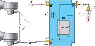 —35. Схема включения звуковых сигналов